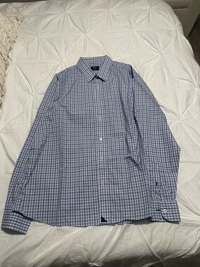 UNTUCKit Blue and White Check Dress Shirt